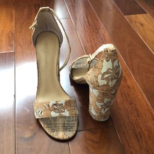 Floral Cork Block Heels